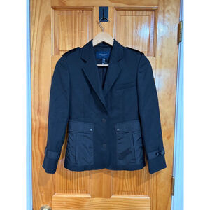 Burberry London Wool Blend Jacket Black Utility Pockets Made in Italy Size 2
